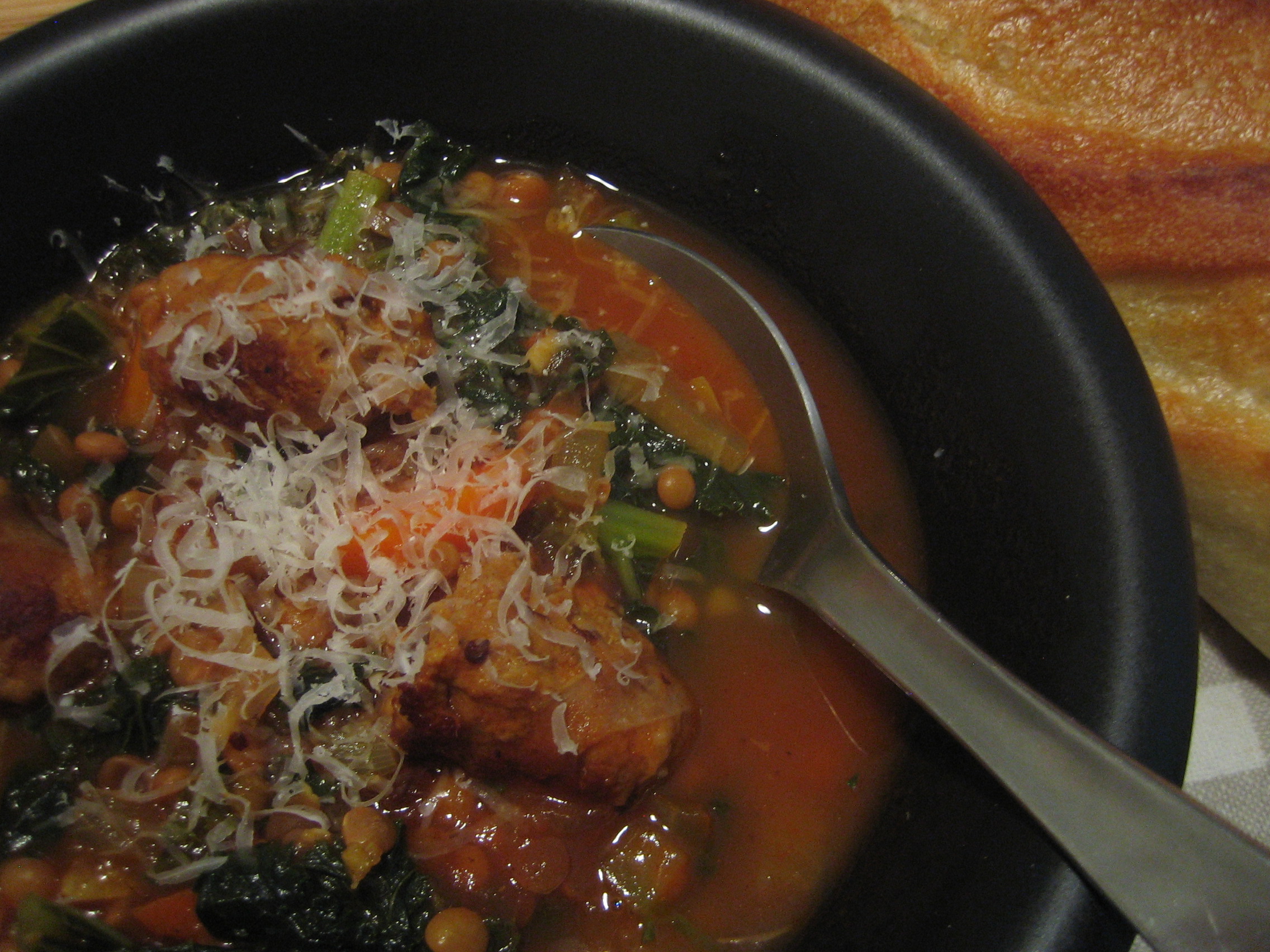 Kale Sausage Lentil Soup