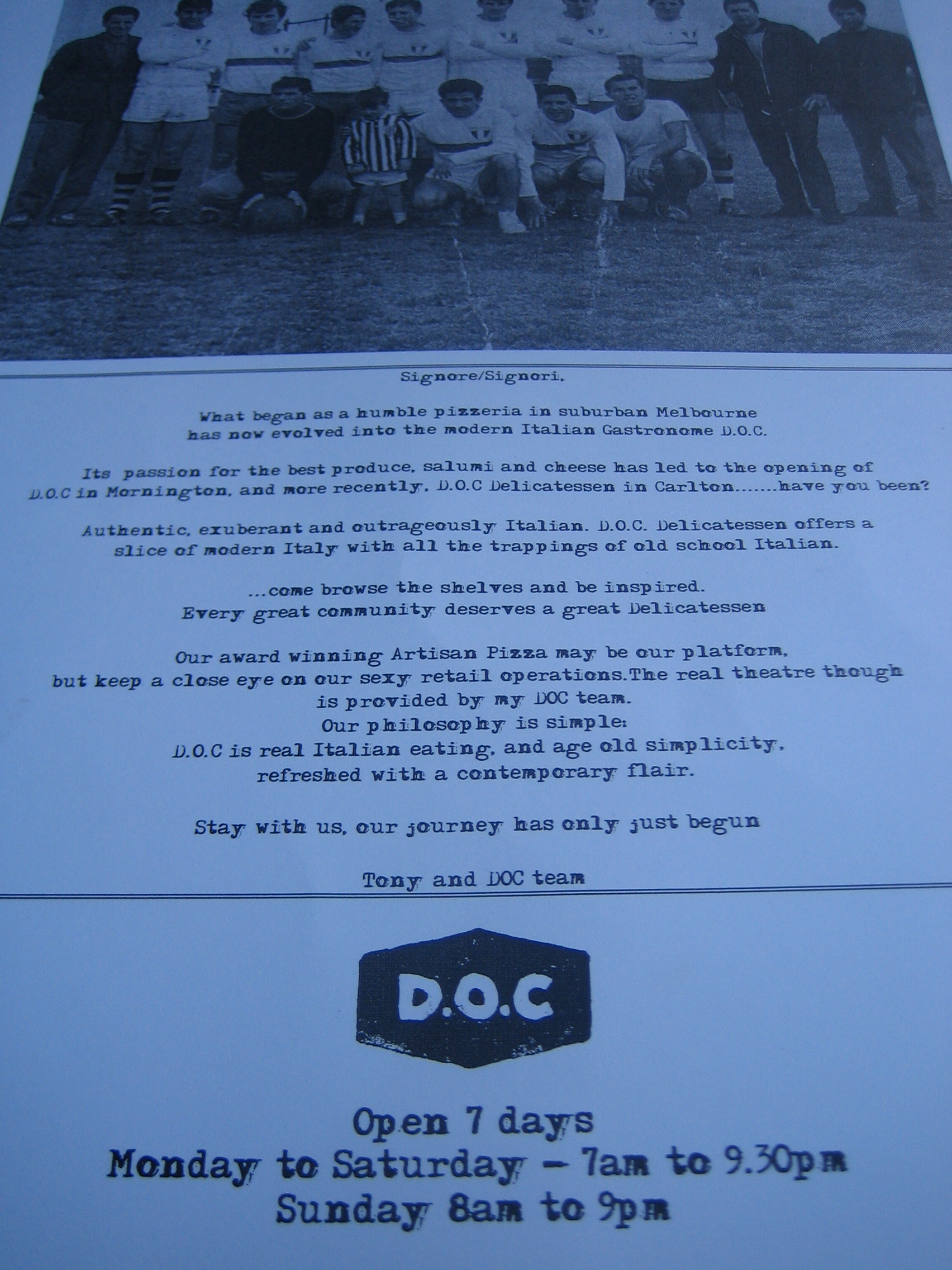 DOC Espresso Menu