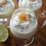 Lime cream pudding topped with lychee fruit